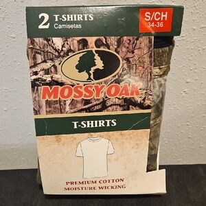 NWT Mossy Oak Men's Short Sleeve T-Shirt 2 Pack Camouflage & Black Sz. S 2014
